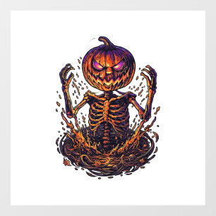 Autocollant Pour Fenêtre Citrouille d'Halloween squelette Portail Magique F