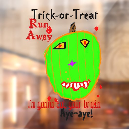 Autocollant Pour Fenêtre Citrouille vert d'Halloween Zombie  (Feuille 2)