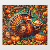 Autocollant Pour Fenêtre Clair de fenêtre de Thanksgiving Turkey (Feuille)