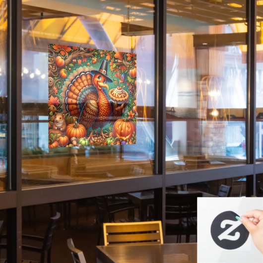 Autocollant Pour Fenêtre Clair de fenêtre de Thanksgiving Turkey (Fenêtre du restaurant)