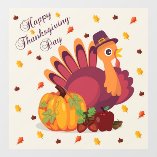 Autocollant Pour Fenêtre Clair de fenêtre de Thanksgiving Turkey (Feuille)