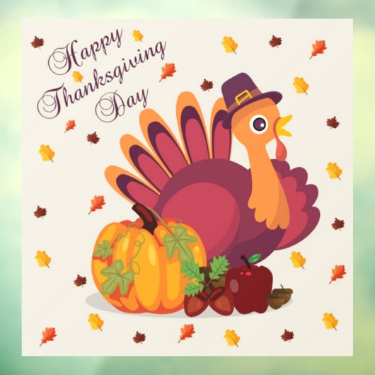 Autocollant Pour Fenêtre Clair de fenêtre de Thanksgiving Turkey (Feuille 3)