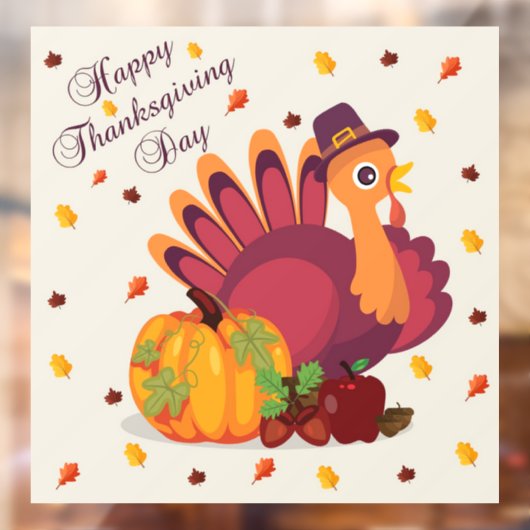 Autocollant Pour Fenêtre Clair de fenêtre de Thanksgiving Turkey (Feuille 2)
