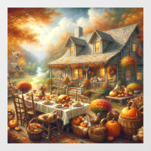 Autocollant Pour Fenêtre Clair de la fenêtre du dîner de Thanksgiving