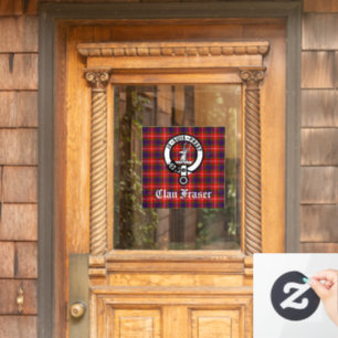 Autocollant Pour Fenêtre Clan Fraser Crest Badge et Tartan Window Cling