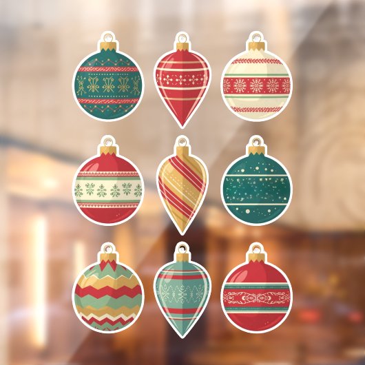 Autocollant Pour Fenêtre Classic Christmas Ornaments Window Cling (Feuille 2)