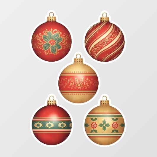 Autocollant Pour Fenêtre Classic Christmas Ornaments Window Cling (Feuille)