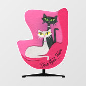 Autocollant Pour Fenêtre Classy Pretty Atomic Cats in Bright Pink Chair (Feuille)