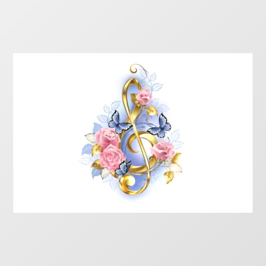 Autocollant Pour Fenêtre Clé de fer avec roses roses roses (Feuille)