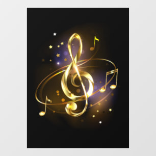 Autocollant Pour Fenêtre Clé de sol musicale en or