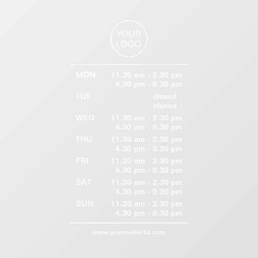 Autocollant Pour Fenêtre Clé moderne Blanc Plusieurs heures d'ouverture (Feuille)