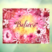 Autocollant Pour Fenêtre Cling de fenêtre Croire Whimsical Floral rose roug (Feuille 3)