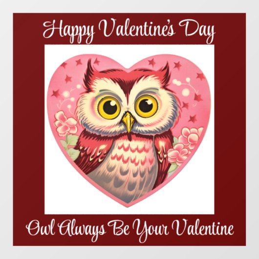 Autocollant Pour Fenêtre Cling de fenêtre Owl Valentine (Feuille)