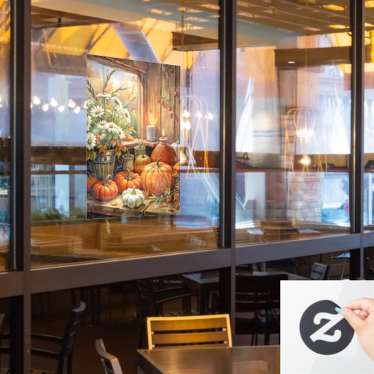 Autocollant Pour Fenêtre Clôture de fenêtre Citrouille d'automne (Fenêtre du restaurant)