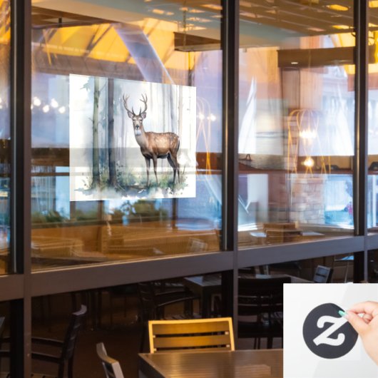 Autocollant Pour Fenêtre Clôture de fenêtre de cerfs de forêt (Fenêtre du restaurant)