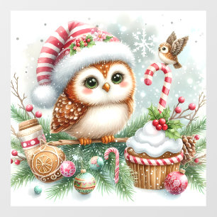 Autocollant Pour Fenêtre Clôture de fenêtre de la Chouette de Noël