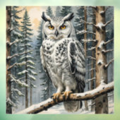 Autocollant Pour Fenêtre Clôture de fenêtre de la chouette d'hiver (Feuille 3)