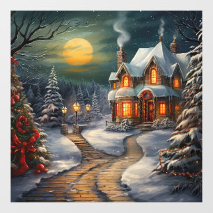 Autocollant Pour Fenêtre Clôture de fenêtre de la maison de Noël