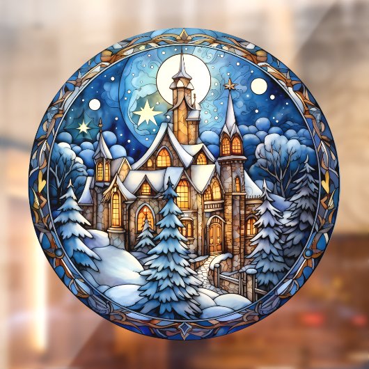 Autocollant Pour Fenêtre Clôture de fenêtre de l'église de Noël (Feuille 2)