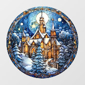 Autocollant Pour Fenêtre Clôture de fenêtre de l'église de Noël (Feuille)