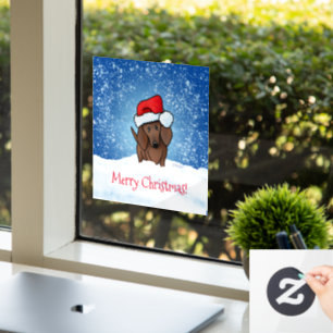 Autocollant Pour Fenêtre Clôture de fenêtre de Noël Dachshund