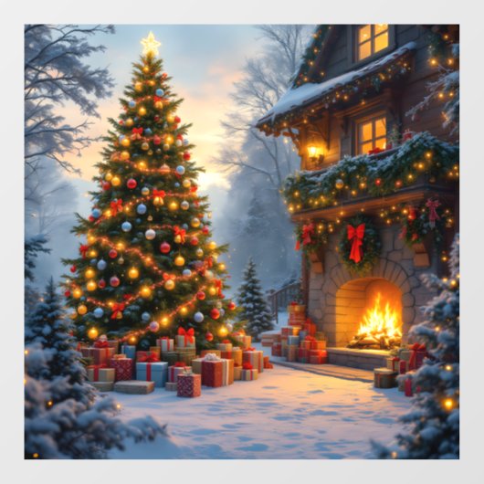 Autocollant Pour Fenêtre Clôture de fenêtre de Noël extérieur (Feuille)