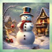 Autocollant Pour Fenêtre Clôture de fenêtre de Noël Snowman (Feuille 3)