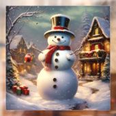 Autocollant Pour Fenêtre Clôture de fenêtre de Noël Snowman (Feuille 2)