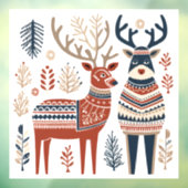 Autocollant Pour Fenêtre Clôture de fenêtre de rennes de Noël scandinave (Feuille 3)