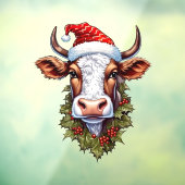 Autocollant Pour Fenêtre Clôture de fenêtre de vache de Noël (Feuille 3)