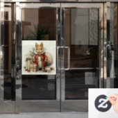 Autocollant Pour Fenêtre Clôture de fenêtre d'écureuil de Noël (Porte de bureau)