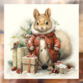 Autocollant Pour Fenêtre Clôture de fenêtre d'écureuil de Noël (Feuille 2)