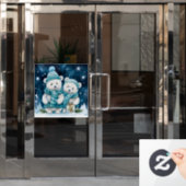 Autocollant Pour Fenêtre Clôture de fenêtre des ours de Noël (Porte de bureau)