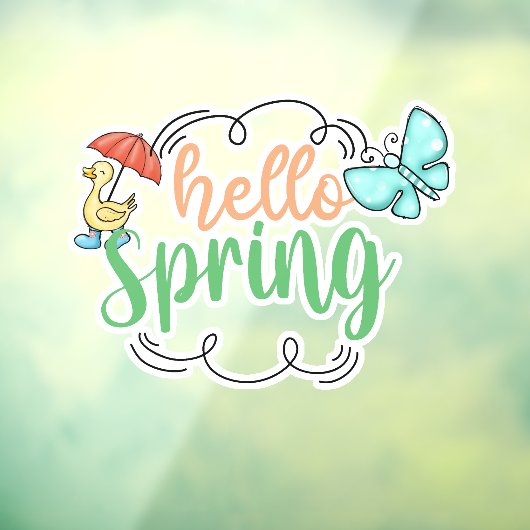 Autocollant Pour Fenêtre Clôture de fenêtre Hello Spring (Feuille 3)