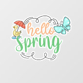 Autocollant Pour Fenêtre Clôture de fenêtre Hello Spring (Feuille)