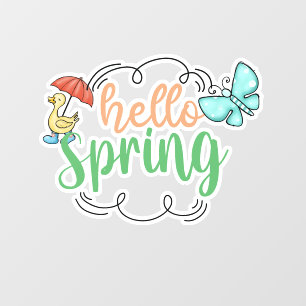 Autocollant Pour Fenêtre Clôture de fenêtre Hello Spring