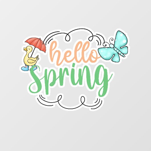 Autocollant Pour Fenêtre Clôture de fenêtre Hello Spring (Feuille)