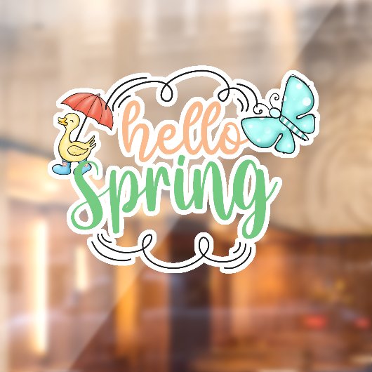 Autocollant Pour Fenêtre Clôture de fenêtre Hello Spring (Feuille 2)