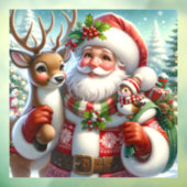 Autocollant Pour Fenêtre Clôture de fenêtre père Noël et compagnons (Feuille 3)