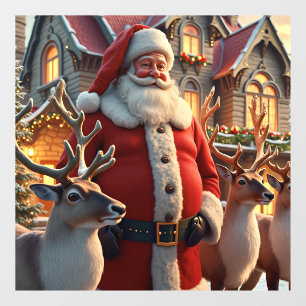 Autocollant Pour Fenêtre Clôture de fenêtre père Noël et Reindeer