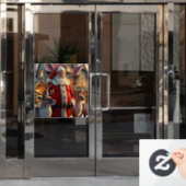 Autocollant Pour Fenêtre Clôture de fenêtre père Noël et Reindeer (Porte de bureau)