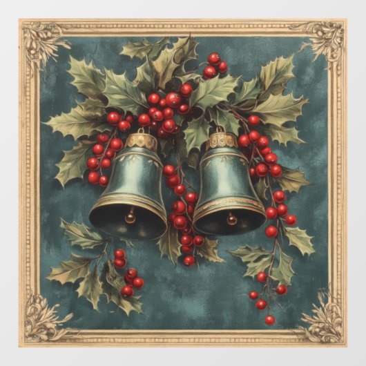 Autocollant Pour Fenêtre Clôture de fenêtre Vintage Noël (Feuille)