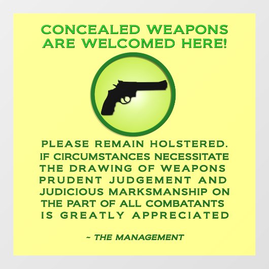 Autocollant Pour Fenêtre Clôture de la fenêtre d'avertissement d'arme caché (Feuille)