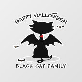 Autocollant Pour Fenêtre Clôture de la fenêtre de chat noir Halloween (Feuille)