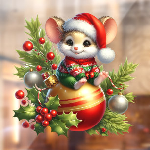 Autocollant Pour Fenêtre Clôture de la fenêtre de la souris de Noël