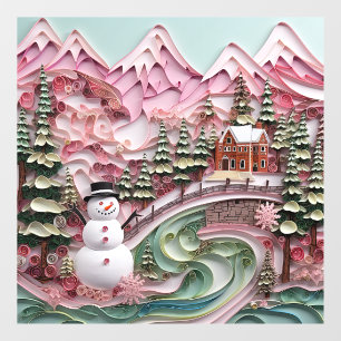 Autocollant Pour Fenêtre Clôture de la fenêtre de Noël rose 3D