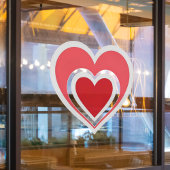 Autocollant Pour Fenêtre Clôture de la fenêtre double coeur rouge gras