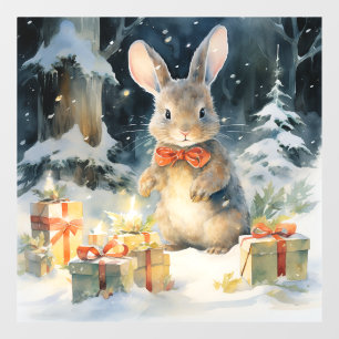 Autocollant Pour Fenêtre Clôture de la fenêtre du lapin de Noël