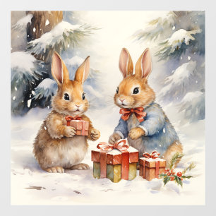 Autocollant Pour Fenêtre Clôture de la fenêtre du lapin de Noël