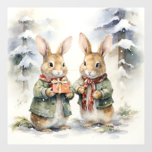 Autocollant Pour Fenêtre Clôture de la fenêtre du lapin de Noël